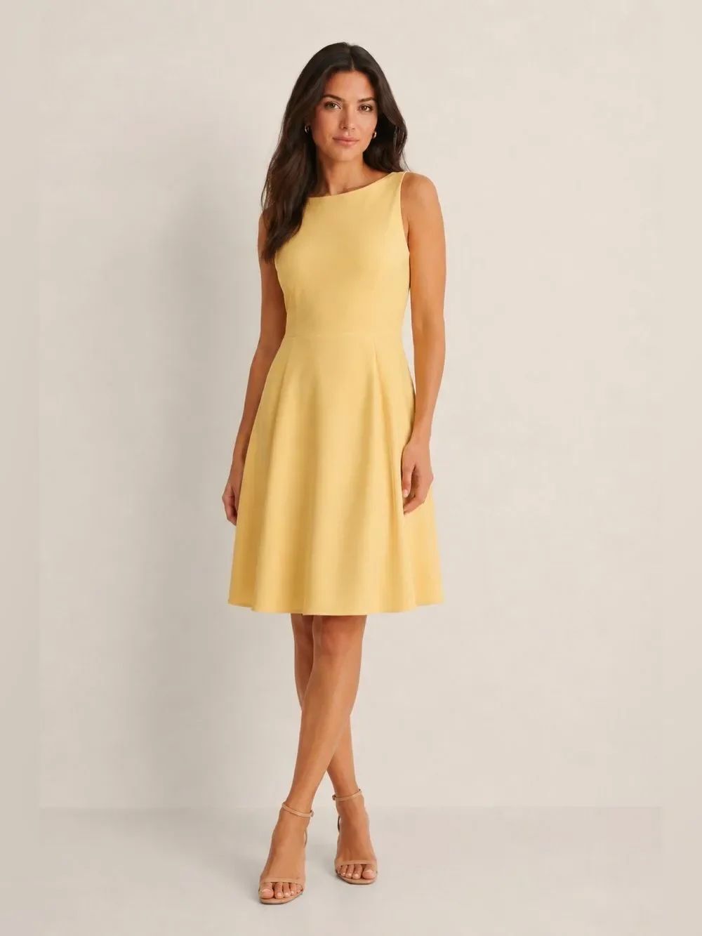 Ralph Lauren Black Label Yellow Sleeveless Midi Dress